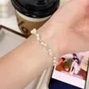 Pulsera de Hilo de Pescar con Perla de Imitación de Plata de Ley S925, Estilo Hada Dulce de Verano, Cuentas Redondas Irregulares, Joyería de Diseño Moderno