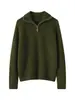 26 Nuevo Patrón Otoño/Invierno Cachemir Grueso Cálido Media Cremallera Jersey Suéter de Punto para Mujer Camiseta Base