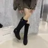 Botas de Plataforma Aumentadoras de Altura para Mujer 2026, Estilo Vaquero Vintage, Botas Altas con Hebilla de Cinturón, Estilo Coreano, Versátiles, Cómodas, Suela Plana, Botas de Pierna Ancha