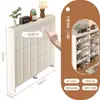 Zapatero abatible ultradelgado estilo crema para la entrada del hogar, mueble de recibidor integrado, zapatero simple que ahorra espacio