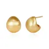 Pendientes de botón pequeños en forma de frijol, vintage, mate cepillado, de plata S925, para mujer, estilo simple y minimalista, pendientes de primavera y verano