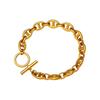 Pulsera de cadena de hebilla de acero de titanio de moda ins europea y americana para mujer, chapada en oro de 18 quilates, hip hop de acero inoxidable, hebilla OT, pulsera para pareja