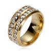 Anel de Aço Inoxidável 304 Novo Mais Vendido Transfronteiriço Europeu e Americano com Incrustação Bicolor e Duas Fileiras de Diamantes, Anel da Moda Versátil de 8mm Atacado