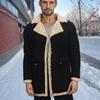 Nueva Chaqueta de Hombre para Otoño/Invierno 2024 de Piel Sintética Amazon Abrigo Largo de Gamuza Chaqueta Gruesa para Hombre Estilo Europeo