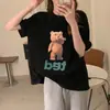 Camiseta Transfronteriza Femenina Oso Manga Corta Cuello Redondo Estilo Hong Kong Holgada Coreana Perezosa Letra Harajuku Chaqueta Comercio Exterior Lote