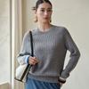 Suéter de Cashmere para Mulheres 100% Cashmere Puro Outono e Inverno Novo Gola Redonda Mangas Raglan Manga Longa Pulôver Suéter Básico Tricotado