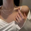 Colar Brilhante Gipsofila para Mulheres Corrente Italiana para Clavícula Simples Corrente Lisa Design Empilhável