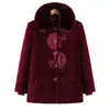 Abrigo de Invierno de Terciopelo de Visón para Abuela, Engrosado y Elegante, Abrigo de Terciopelo Cálido con Cuello de Piel para Madres Mayores y Mujeres Mayores