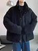 Jaqueta de Veludo com Gola Alta para Homem Outono Inverno Espessa High Street Solta Casaco Pão Marca Tendência Casal Jaqueta de Algodão