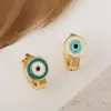 Distrito Lu Moda Europea y Americana Chapado en Cobre Oro de 18 Quilates Gota de Aceite Ojos Arete Pequeño Femenino Mini Pendientes Personalizados Suministro Transfronterizo