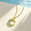 Collar de diseño vintage de luna y sol estilo europeo y americano transfronterizo, estrella y luna brillan juntas, diseño de nicho, accesorios de diamantes completos para mujer