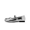 Sapatos de Salto Baixo Augu Shiden Prateados para Mulheres 2026 Novos Sandálios de Verão Confortáveis e Não Cansativos para os Pés, Sapatos Mary Jane de Ballet