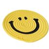 Posavasos de estilo japonés para el hogar, tapete aislante térmico de hilo de algodón con forma de emoticono de paja de ratán, tapete tejido a mano, mantel nórdico simple
