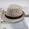 Chapéu de Jazz Xadrez Grande Masculino para Primavera e Verão Chapéu de Palha Respirável Protetor Solar Chapéu Fresco Protetor Solar Chapéu de Sol Chapéu de Casal