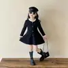 Vestido Negro de Terciopelo para Niña Otoño 2026 Nuevo Estilo Hepburn Infantil Vestido Negro Pequeño de Manga Larga Vestido de Cumpleaños de Princesa