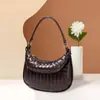 Bolso de media luna retro de moda, diseño simple, tejido a mano, para hombro, debajo del brazo, para el trabajo
