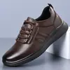 Zapatillas Casuales de Negocios para Hombre de Piel de Vaca de Primera Capa con Cordones, Suela Suave, Antideslizantes, Versátiles, Stock de Fábrica, Soporta Dropshipping