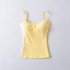 Camisola de Color Sólido 'Latte Girl' con Almohadilla en el Pecho Ropa Interior Versátil para Mujer Espalda Bonita Chaleco Deportivo para Yoga
