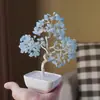 Árbol de la vida de cristal natural aguamarina base de cerámica árbol de la vida de cristal árbol de la fortuna de cristal creativo adornos de fortuna