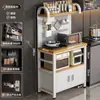 Rack de Cozinha Multifuncional Montado na Parede Buffet Integrado Forno de Micro-ondas Metal de Chão Armazenamento Armário à Prova de Pó