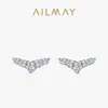 Pendientes de Plata de Ley S925 Nueva Cola de Sirena con Circonita para Mujer Diseño Pequeño y Exquisito Pendientes de Diamante con Soporte de Forma V de Alta Calidad