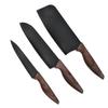 Juego de Cuchillos de Cocina de Tres Piezas Hoja Negra Mango de PP Cuchillo de Chef Cuchilla para Carne Juego de Cuchillos para Fruta Exportación Amazon