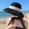 Sombrero de Paja con Encaje Sombrero de Sol para Mujer con Ala Ancha, Sombrero de Malla Transpirable de Verano para Playa para Niñas, Sombrero de Pescador con Protección Solar