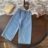 Pantalones vaqueros rectos de algodón para bebés y niñas, primavera y verano, con bolsillos de amor de bambú, pierna ancha, para bebés y niñas, Cutemily