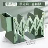 Soporte de Libro Retráctil Soporte de Libro de Escritorio Estante de Almacenamiento de Libros con Portalápices Pinza para Libros Metal Engrosado Plegable