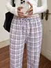 Pantalones europeos y americanos de cintura alta para mujer, pantalones casuales de estar por casa para otoño e invierno, pantalones largos holgados, pantalones de casa de seda de leche, pantalones para caminar
