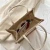 Bolsa de Lona para Almuerzo para Mujer, Bolso Tote con Diseño de Hombro, Estilo de Dibujos Animados Japoneses, Sencillo, Gran Capacidad, Bolso de Clase para Estudiante Universitario Estilo Ins