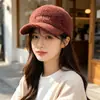 Nueva gorra de béisbol de felpa a cuadros retro para otoño e invierno para mujer, estilo coreano con letras bordadas, moderna y versátil, gorra de béisbol cálida