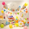 Escena de cumpleaños de un año fondo diseño atmósfera bebé niños niños y niñas ritual de cumpleaños decoración con globos