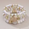 Pulsera de Hilo Bohemio Étnico Multicapa con Cuentas Corazón de Cristal para Mujer, Joyería de Mano Personalizada al por Mayor
