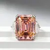 Zhuo Zhi Fan 2023 Novo Modelo Prata Esterlina S925 Diamante de Alto Carbono de 15 Quilates Retangular Rosa Corte Ascher Anel de Luxo para Mulheres