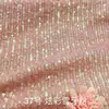 Tecido de malha elástica com bordado de lantejoulas em tira reta de 3 mm, bordado em tira vertical com miçangas e lantejoulas, tecido para vestido, vestido de noiva, fantasia de palco, outros