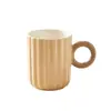 Caneca de Cerâmica com Linha em Relevo de Listras Verticais na Cor Macaron para Água Potável ou Café, Caneca de Cor Sólida com Alça Circular, Liling