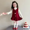 Conjunto Outono 2026 para Meninas Nova Moda Super Fofo Primavera e Outono Vestido de Desenho Animado para Bebê Menina Conjunto de Duas Peças