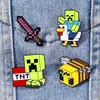 Insignias Metálicas Periféricas de Juegos de la Serie Minecraft, Decoraciones para Bolsas, Accesorios DIY, Lindos Regalos de Robot
