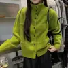 Estilo transfronteiriço novo para outono e inverno, gola alta, solta, casual, cardigã de tricô emagrecedor para mulheres, suéter versátil elegante de cor sólida