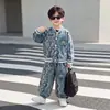 Conjunto de uniforme de beisebol para meninos, conjunto de duas peças com calça casual e top esportivo para crianças, nova coleção primavera e outono para bebês e crianças pequenas