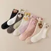 Meias de Coral Grosso Quentes para Outono e Inverno, Não Soltam Fiapos, com Boneco Cartoon, Cor Sólida, Fofas, para Dormir, Meia-Calça, Meias para Casa de Maternidade