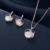 Traje de collar y pendientes clásicos de amor con diamantes de imitación transfronterizos Traje de joyería de ojo de gato ovalado Traje de joyería de combinación de corazón de melocotón