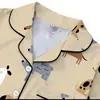 Cardigan Transfronterizo Europeo y Americano de Seda de Leche con Estampado de Colores Claros para Mujer, Conjunto Casual Transpirable de Manga Corta y Shorts para el Hogar