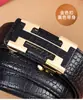 Cinturón de Piel para Hombre de Gama Alta con Patrón de Cocodrilo, Hebilla Automática Sin Diente con Letras, Cinturón Versátil para Pantalones para Hombre