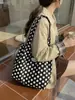 Bolsa de Tela Nueva Colección Primavera-Verano Transfronteriza Estilo Perezoso con Diseño de Puntos, Elegante y Versátil, Bolso de Hombro para Compras, Bolsa Tote