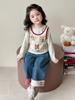 Conjunto de Dos Piezas de Jeans de Dibujos Animados de Primavera para Niñas 2026 Nuevo Elegante Conjunto de Pantalones Rectos Escolares para Niños Ropa Infantil de Moda