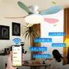 Luz de Ventilador de Techo para Habitación Infantil con Hojas de Colores Macarrón Luz de Ventilador Acogedora para Dormitorio Ventilador de Techo con Espectro Completo Protección Ocular Candelabro