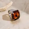 Anillos Cuadrados Ajustables Coloridos Incrustados con Diamantes Transfronterizos Europeos y Americanos, Joyería de Nicho de Alta Gama, Accesorios de Moda