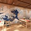 Papel de Parede Estilo Japonês Onda Ukiyo-E Tatami Izakaya Papel de Parede 3D Cozinha Japonesa Restaurante de Sushi Mural